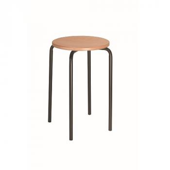Stapel Hocker, Gestell schwarz, Sitz Buche Schichtholz