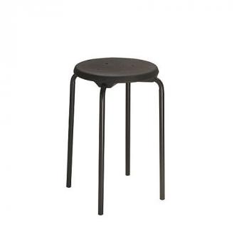 Stapel Hocker, Gestell schwarz, Sitz PU schwarz