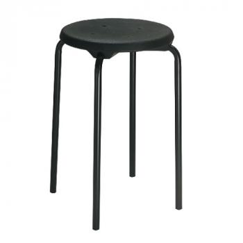 Stapel Hocker, Gestell schwarz, Sitz PU schwarz