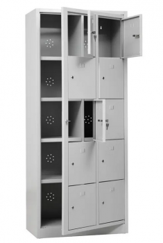 Schließfachschrank, 15 Fächer, 1900 x 800 x 450 mm (HxBxT) mit Zentraltür