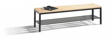 Freistehende Garderobensitzbank 420x1500x353mm mit Schuhrost