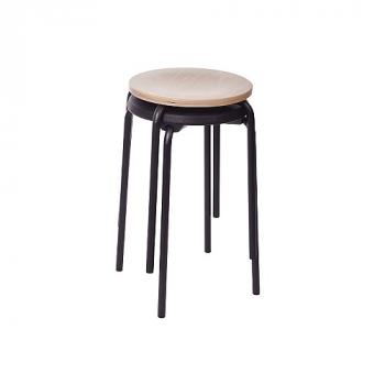 Stapel Hocker, Gestell lichtgrau, Sitz PU, schwarz